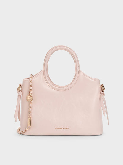 CHARLES & KEITH Trending / Mini Dalia Bow Oval-Handle Tote Bag - Soft Pink