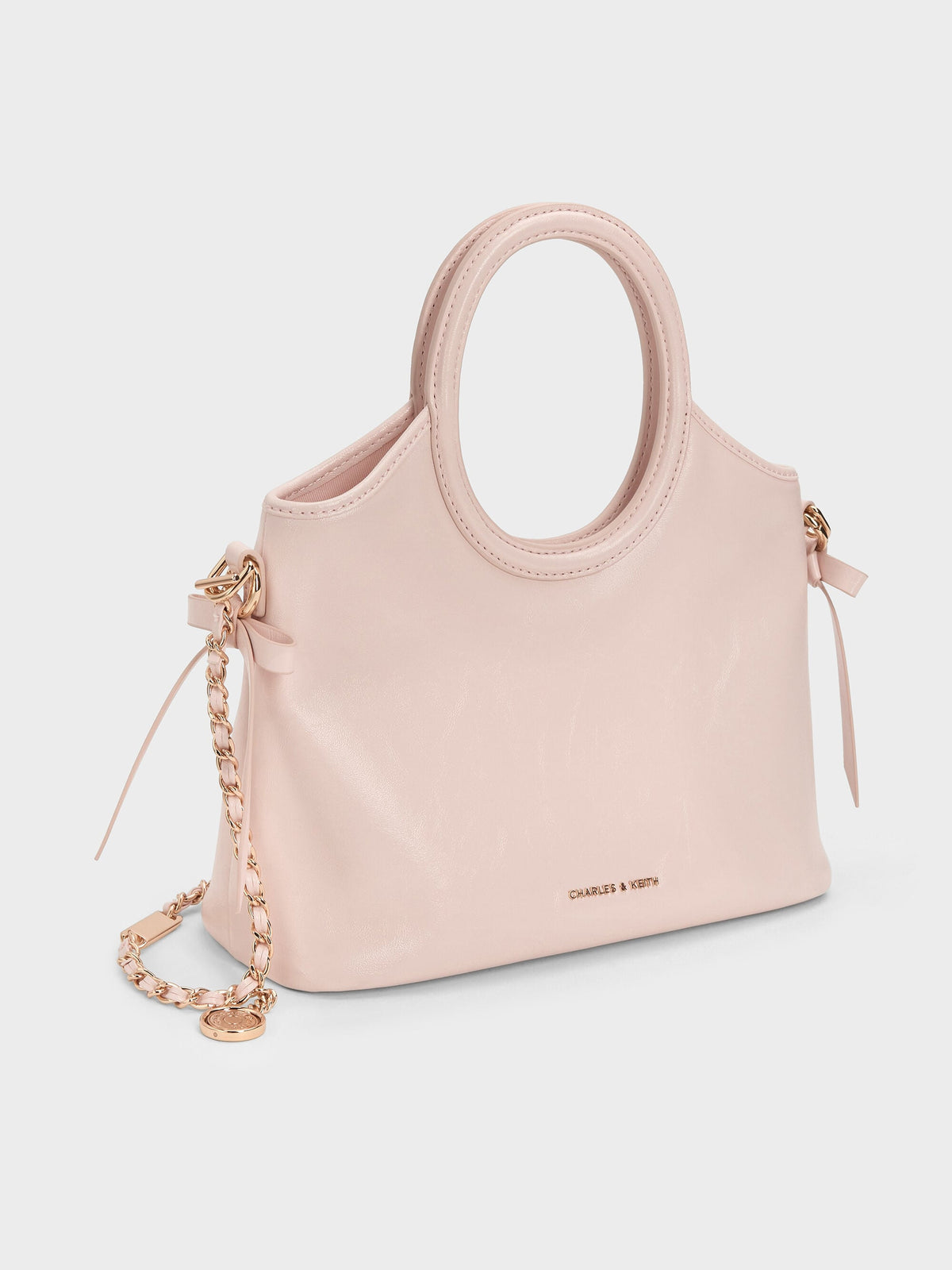 CHARLES & KEITH Trending / Mini Dalia Bow Oval-Handle Tote Bag - Soft Pink