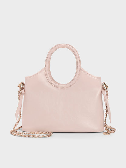 CHARLES & KEITH Trending / Mini Dalia Bow Oval-Handle Tote Bag - Soft Pink
