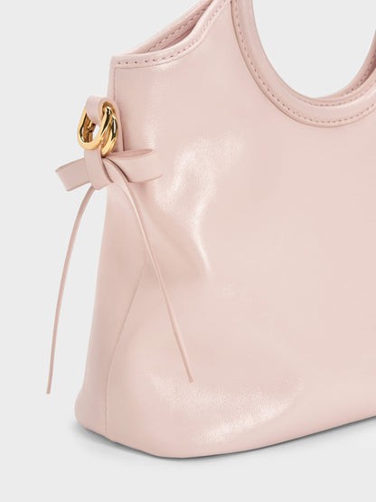 CHARLES & KEITH Trending / Mini Dalia Bow Oval-Handle Tote Bag - Soft Pink