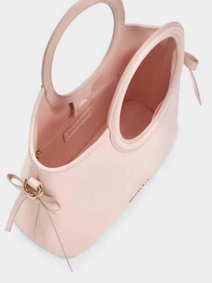 CHARLES & KEITH Trending / Mini Dalia Bow Oval-Handle Tote Bag - Soft Pink
