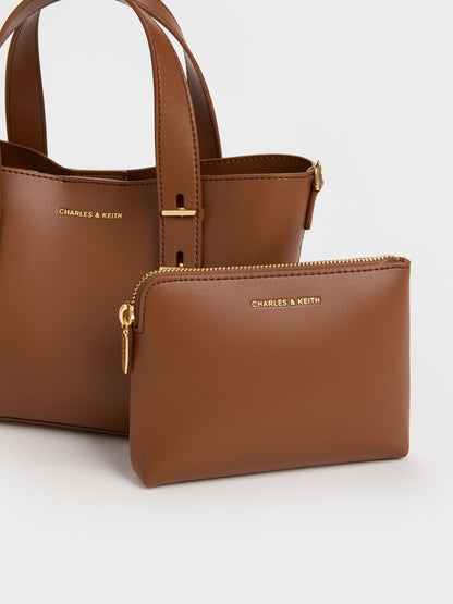 CHARLES & KEITH Best Seller / Mini Shania Tote Bag - Chocolate