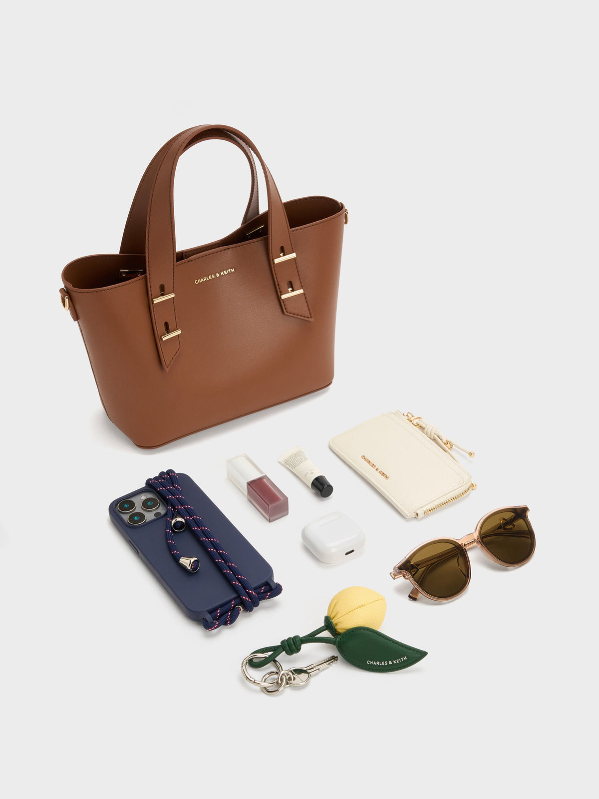 CHARLES & KEITH Best Seller / Mini Shania Tote Bag - Chocolate