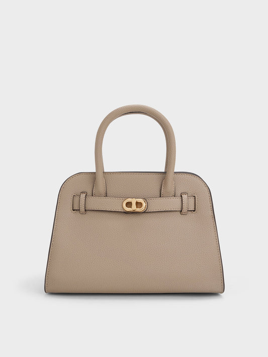 CHARLES & KEITH Essential / Aubrielle Belted Tote Bag - Taupe