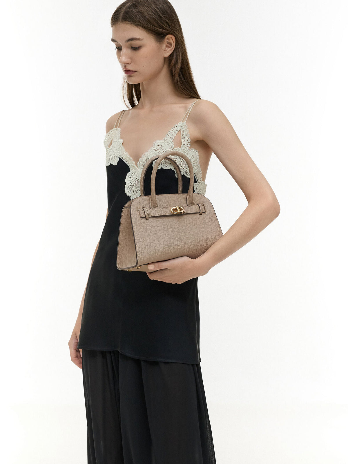 CHARLES & KEITH Essential / Aubrielle Belted Tote Bag - Taupe