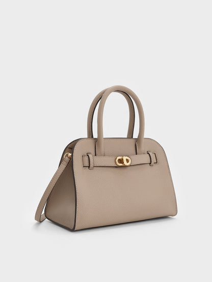 CHARLES & KEITH Essential / Aubrielle Belted Tote Bag - Taupe