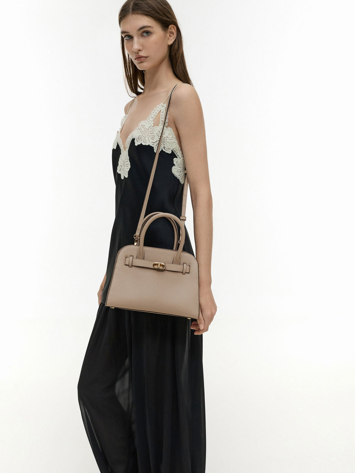 CHARLES & KEITH Essential / Aubrielle Belted Tote Bag - Taupe