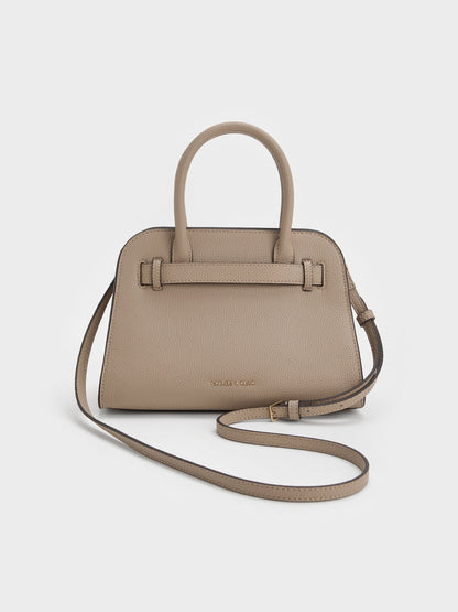 CHARLES & KEITH Essential / Aubrielle Belted Tote Bag - Taupe