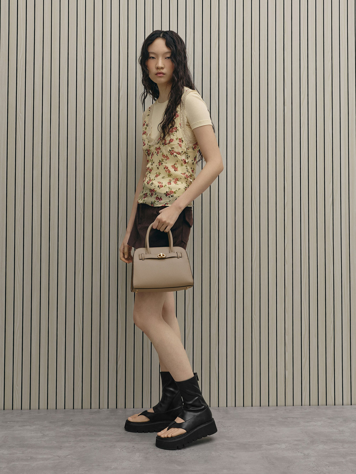CHARLES & KEITH Essential / Aubrielle Belted Tote Bag - Taupe