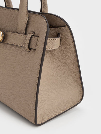 CHARLES & KEITH Essential / Aubrielle Belted Tote Bag - Taupe