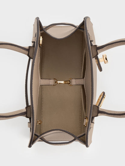 CHARLES & KEITH Essential / Aubrielle Belted Tote Bag - Taupe