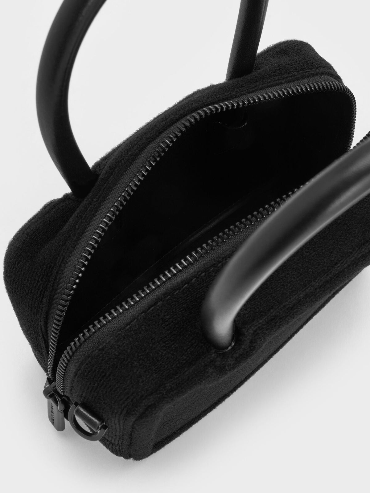 CHARLES & KEITH Value / Perline Boxy Top Handle Bag With Floral Appliques - Jet Black