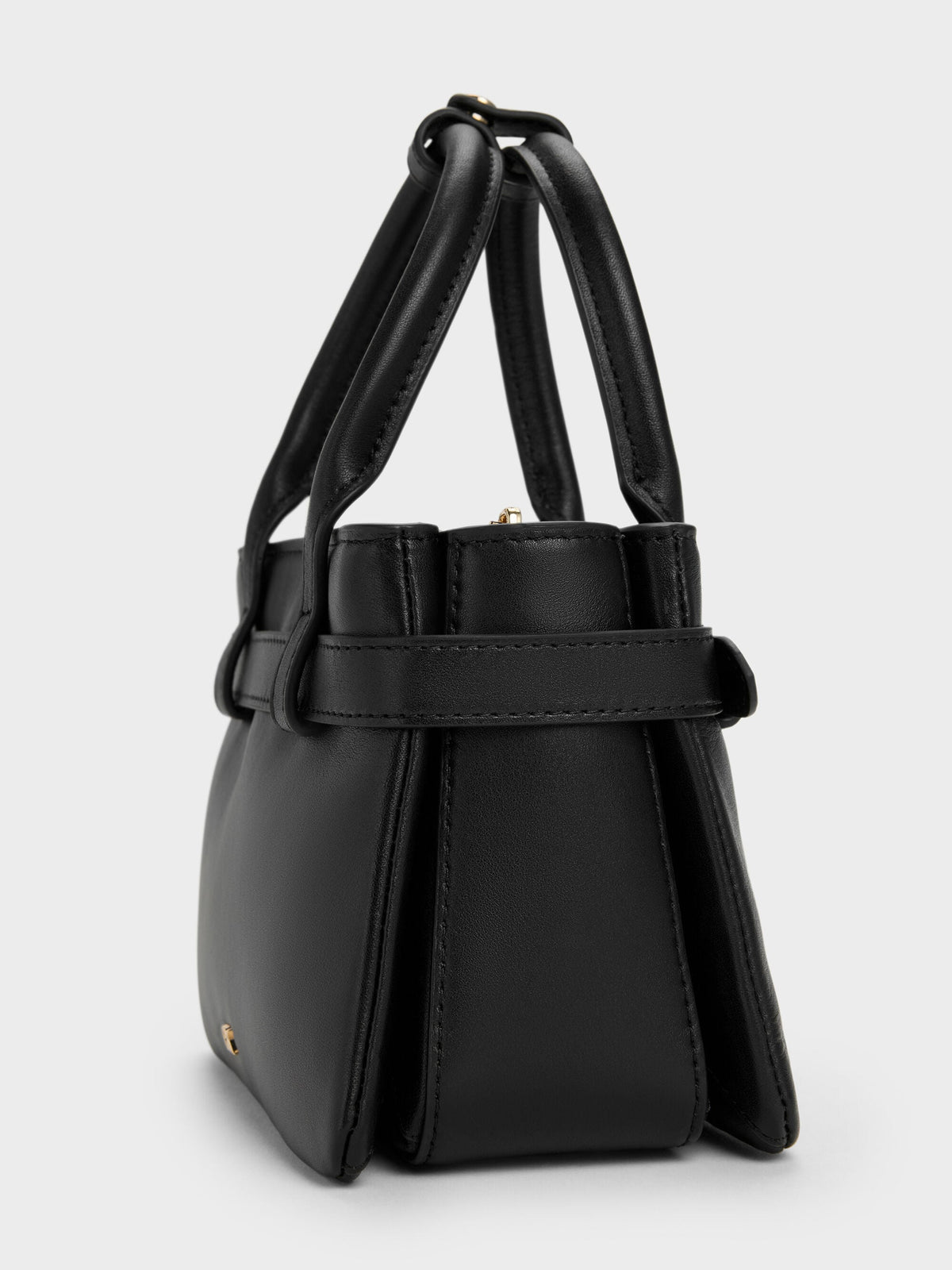 CHARLES & KEITH Classic / Jody Leather Belted Tote Bag - Black