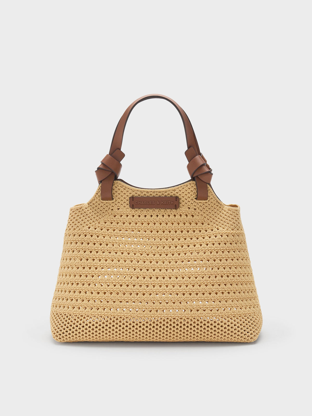 CHARLES & KEITH Customer Favorite / Mini Ida Knitted Tote Bag - Beige