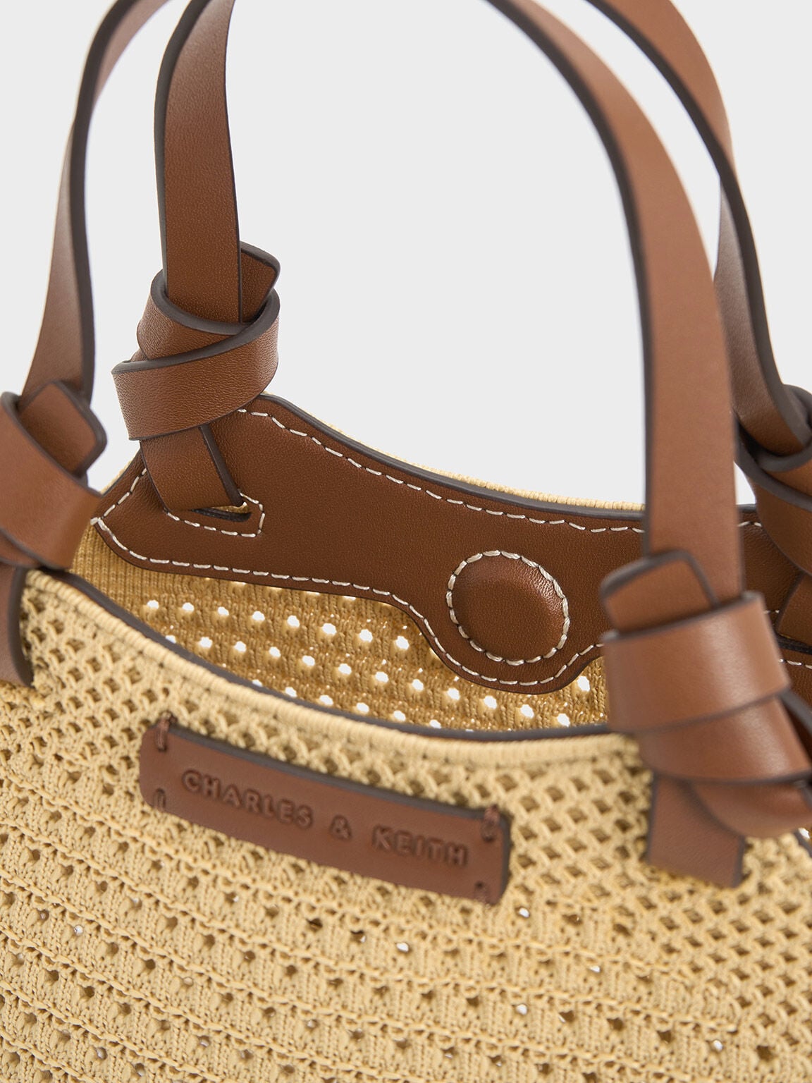 CHARLES & KEITH Customer Favorite / Mini Ida Knitted Tote Bag - Beige