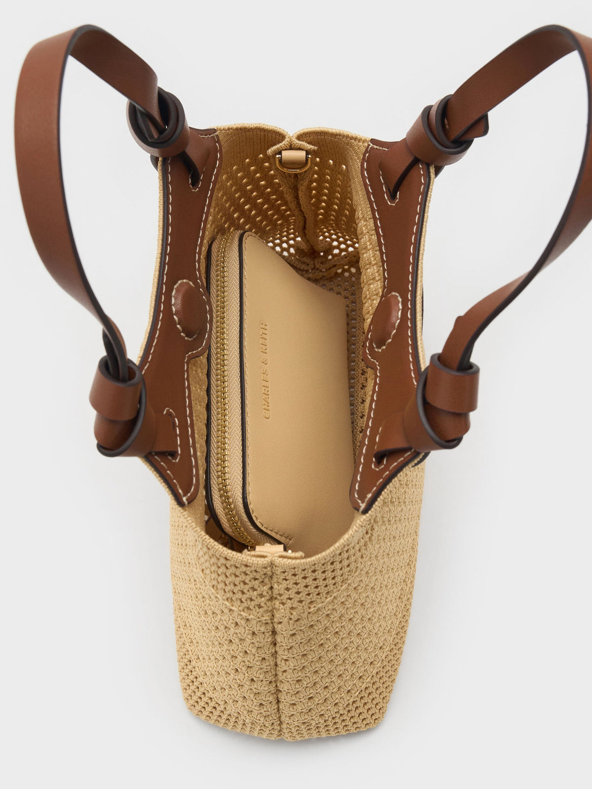 CHARLES & KEITH Customer Favorite / Mini Ida Knitted Tote Bag - Beige