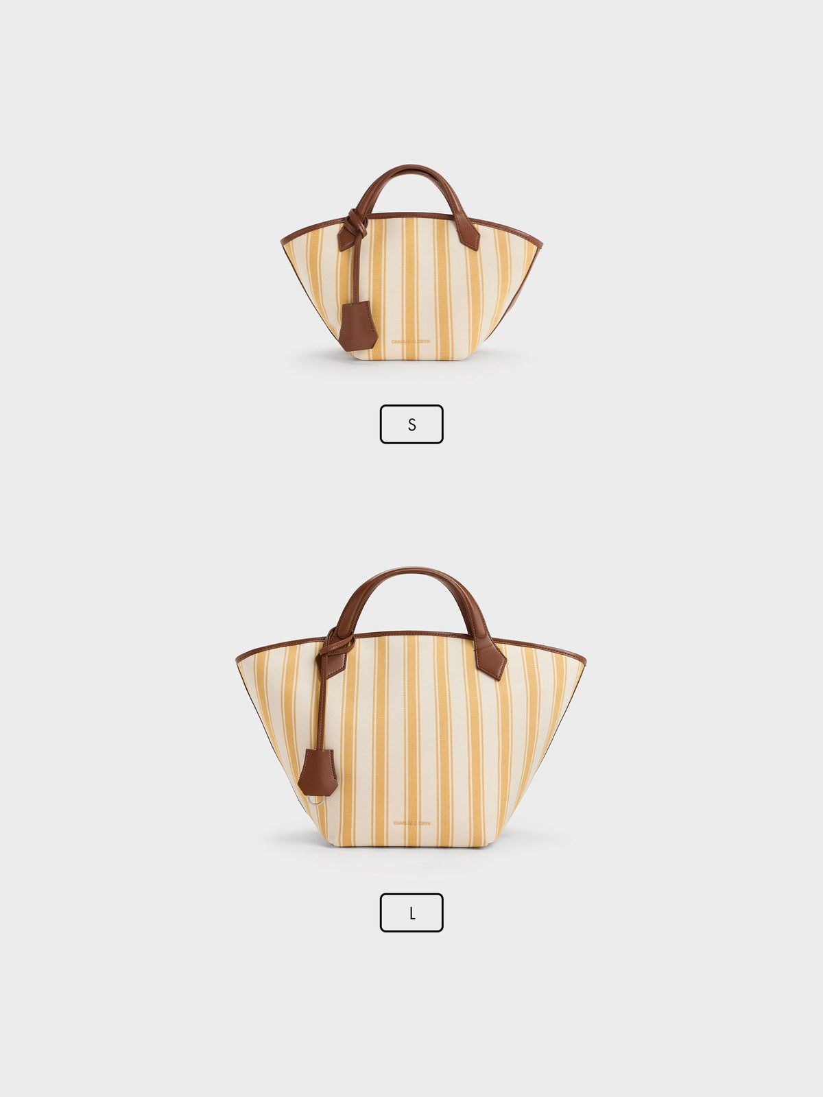 CHARLES & KEITH Value / Mini Ivanna Canvas Striped Tote Bag - Butterscotch Yellow