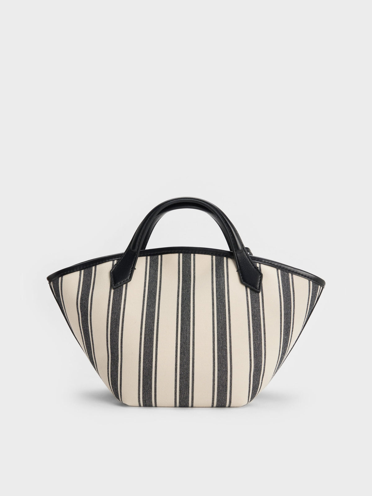 CHARLES & KEITH Classic / Mini Ivanna Canvas Striped Tote Bag - Noir