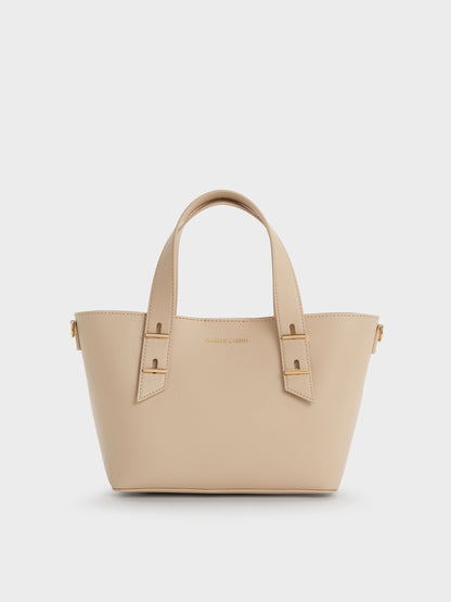 CHARLES & KEITH Premium / Mini Shania Tote Bag - Dusted Oat