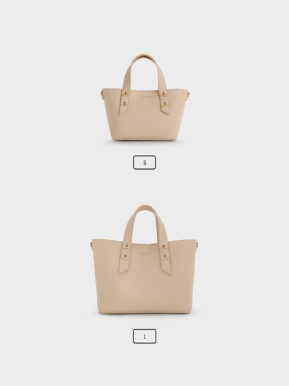 CHARLES & KEITH Premium / Mini Shania Tote Bag - Dusted Oat