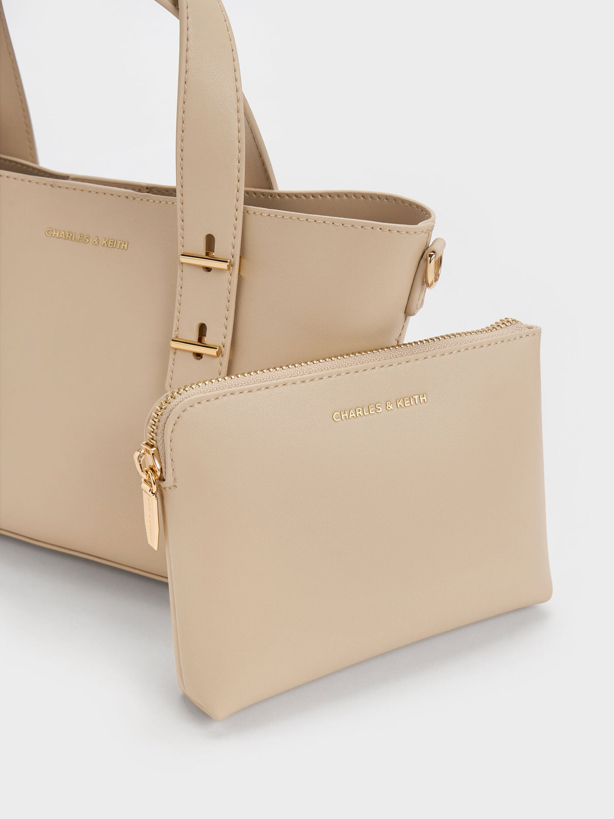 CHARLES & KEITH Premium / Mini Shania Tote Bag - Dusted Oat
