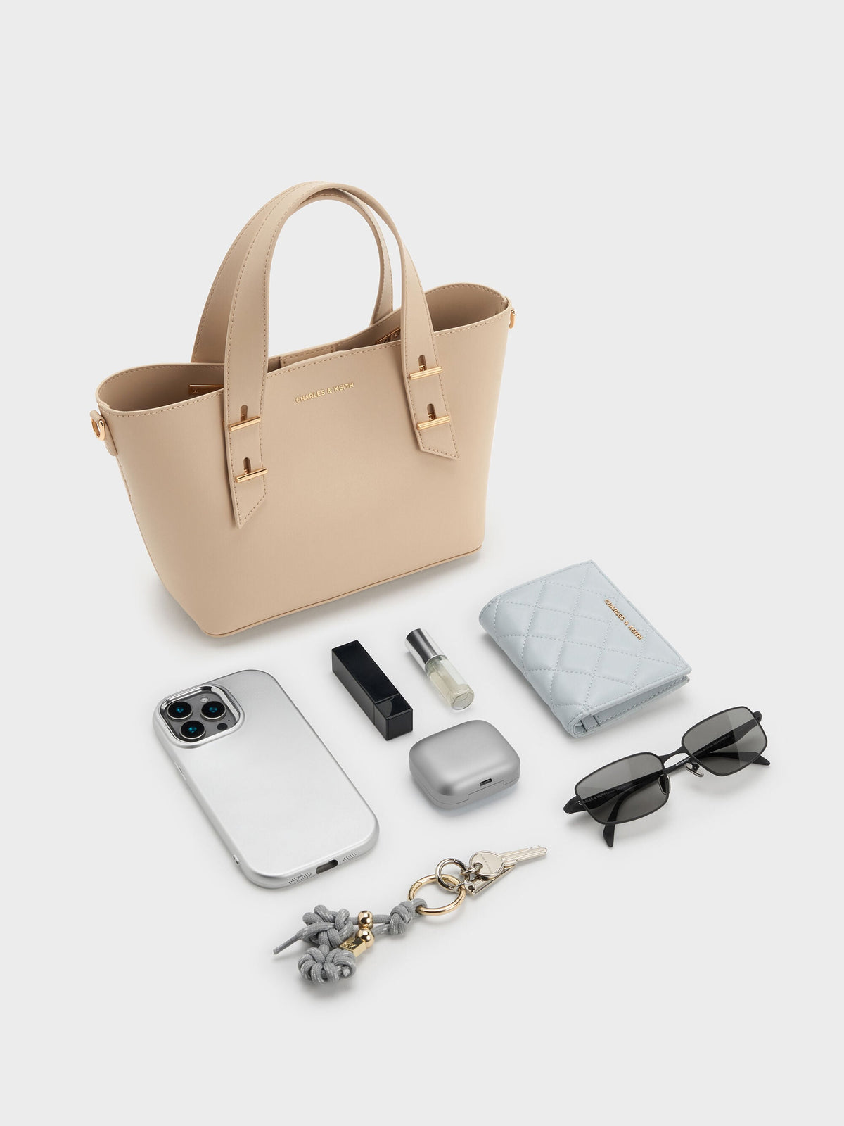 CHARLES & KEITH Premium / Mini Shania Tote Bag - Dusted Oat