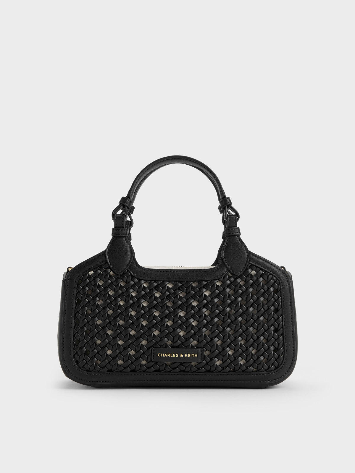 CHARLES & KEITH Great Value / Mini Azure Woven Tote Bag - Black