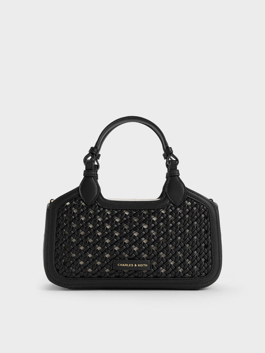 CHARLES & KEITH Great Value / Mini Azure Woven Tote Bag - Black