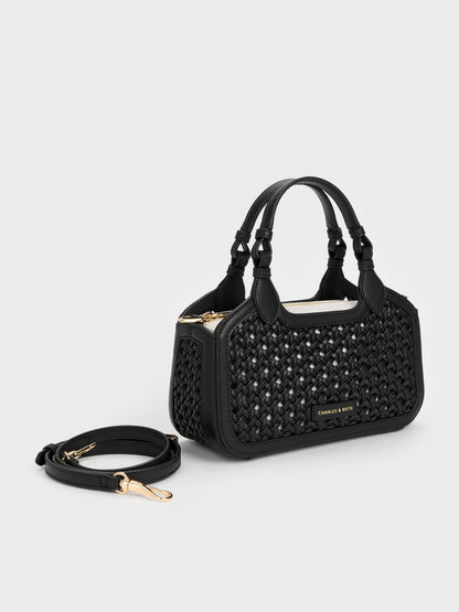 CHARLES & KEITH Great Value / Mini Azure Woven Tote Bag - Black