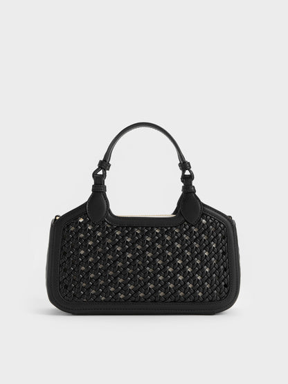 CHARLES & KEITH Great Value / Mini Azure Woven Tote Bag - Black