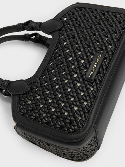 CHARLES & KEITH Great Value / Mini Azure Woven Tote Bag - Black