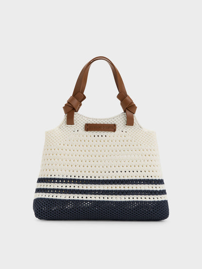 CHARLES & KEITH Latest / Mini Ida Striped Knitted Tote Bag - Multi