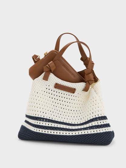 CHARLES & KEITH Latest / Mini Ida Striped Knitted Tote Bag - Multi