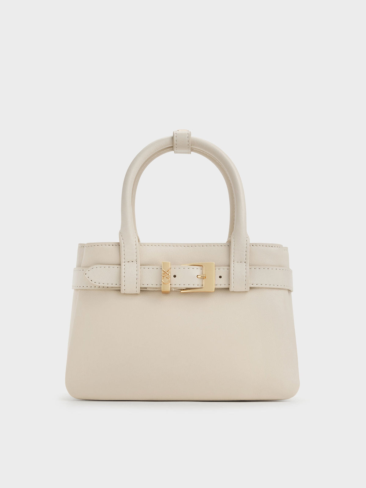 CHARLES & KEITH Trusted / Jody Leather Belted Tote Bag - Chalk