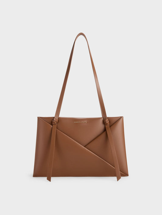CHARLES & KEITH Essential / Midori Geometric Tote Bag - Chocolate