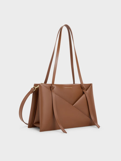 CHARLES & KEITH Essential / Midori Geometric Tote Bag - Chocolate