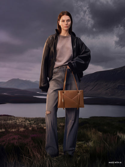CHARLES & KEITH Essential / Midori Geometric Tote Bag - Chocolate