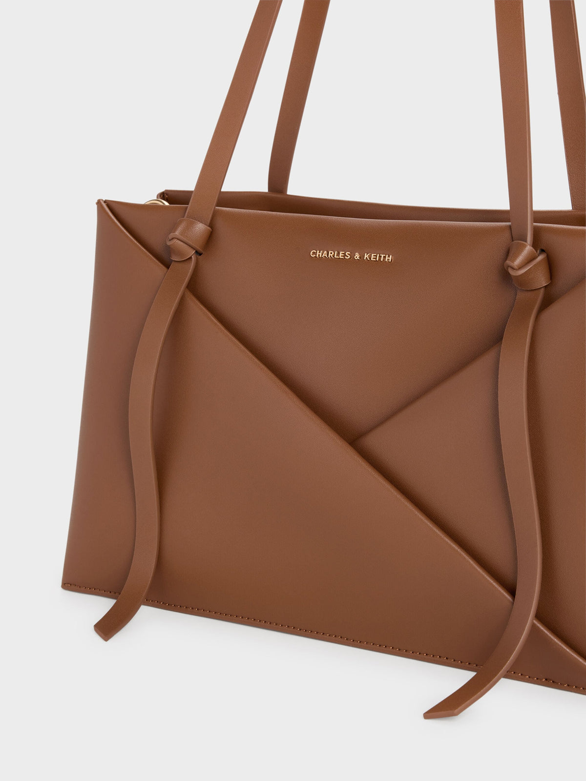 CHARLES & KEITH Essential / Midori Geometric Tote Bag - Chocolate