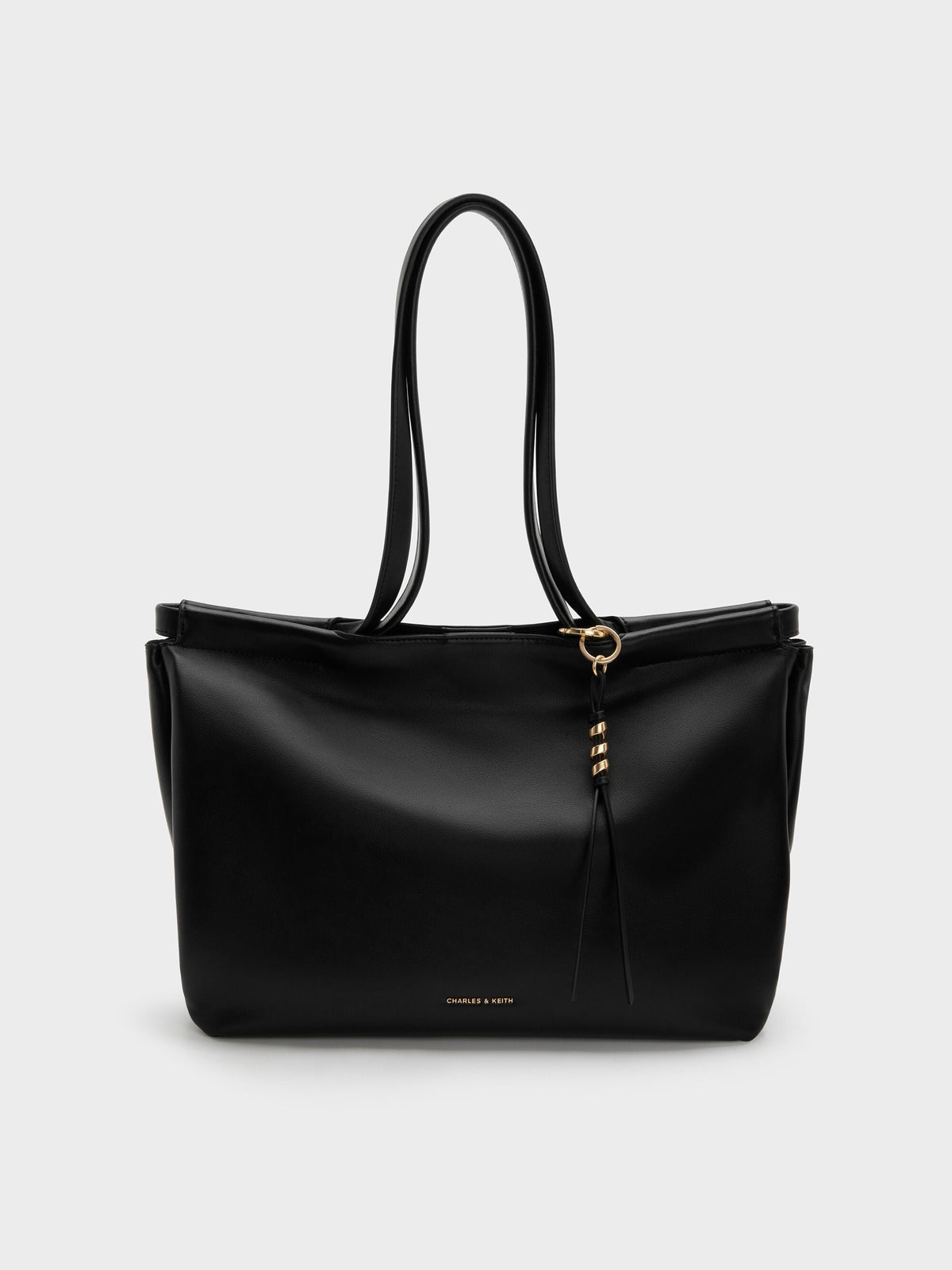 CHARLES & KEITH Trending / XL Zephyr Tassel Tote Bag - Black