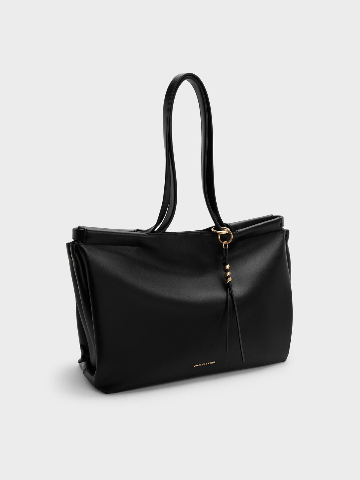 CHARLES & KEITH Trending / XL Zephyr Tassel Tote Bag - Black