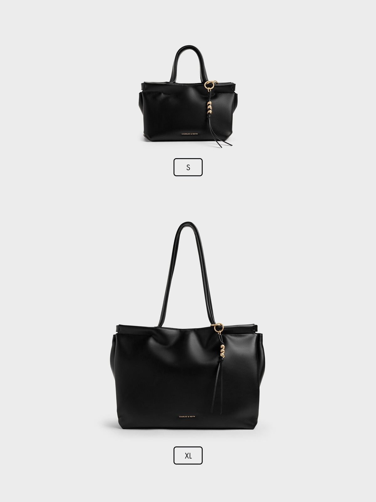 CHARLES & KEITH Trending / XL Zephyr Tassel Tote Bag - Black