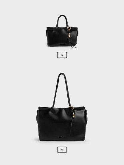 CHARLES & KEITH Trending / XL Zephyr Tassel Tote Bag - Black