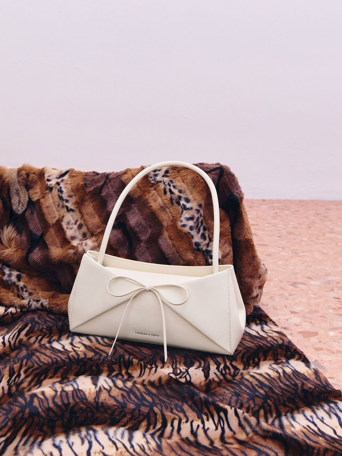 CHARLES & KEITH Smart Buy / Hazel Bow Panelled Shoulder Bag - Cream