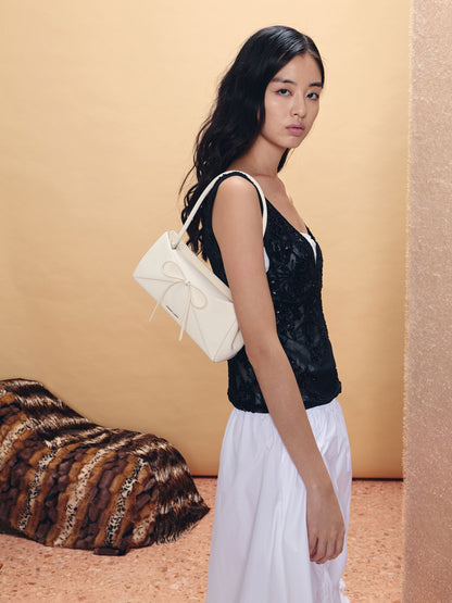 CHARLES & KEITH Smart Buy / Hazel Bow Panelled Shoulder Bag - Cream