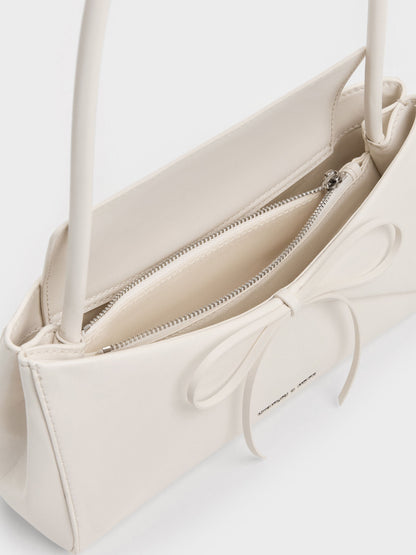 CHARLES & KEITH Smart Buy / Hazel Bow Panelled Shoulder Bag - Cream
