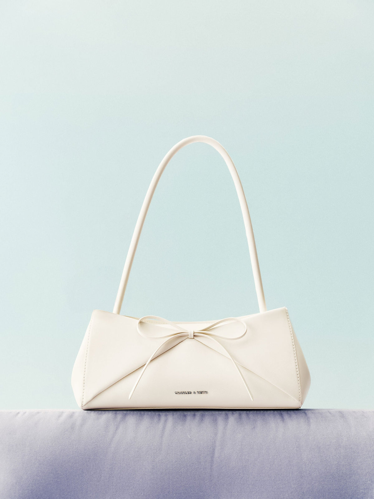 CHARLES & KEITH Smart Buy / Hazel Bow Panelled Shoulder Bag - Cream