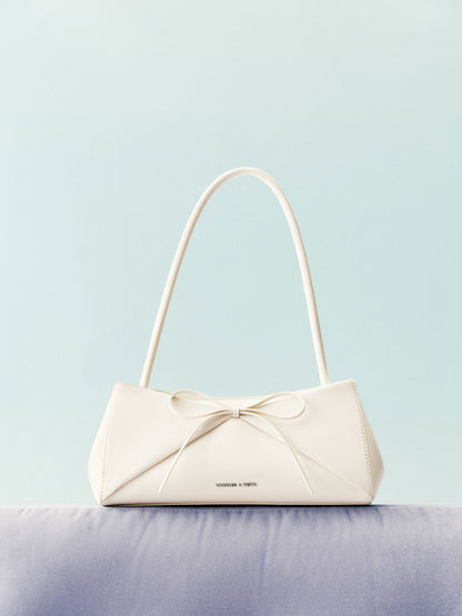 CHARLES & KEITH Smart Buy / Hazel Bow Panelled Shoulder Bag - Cream