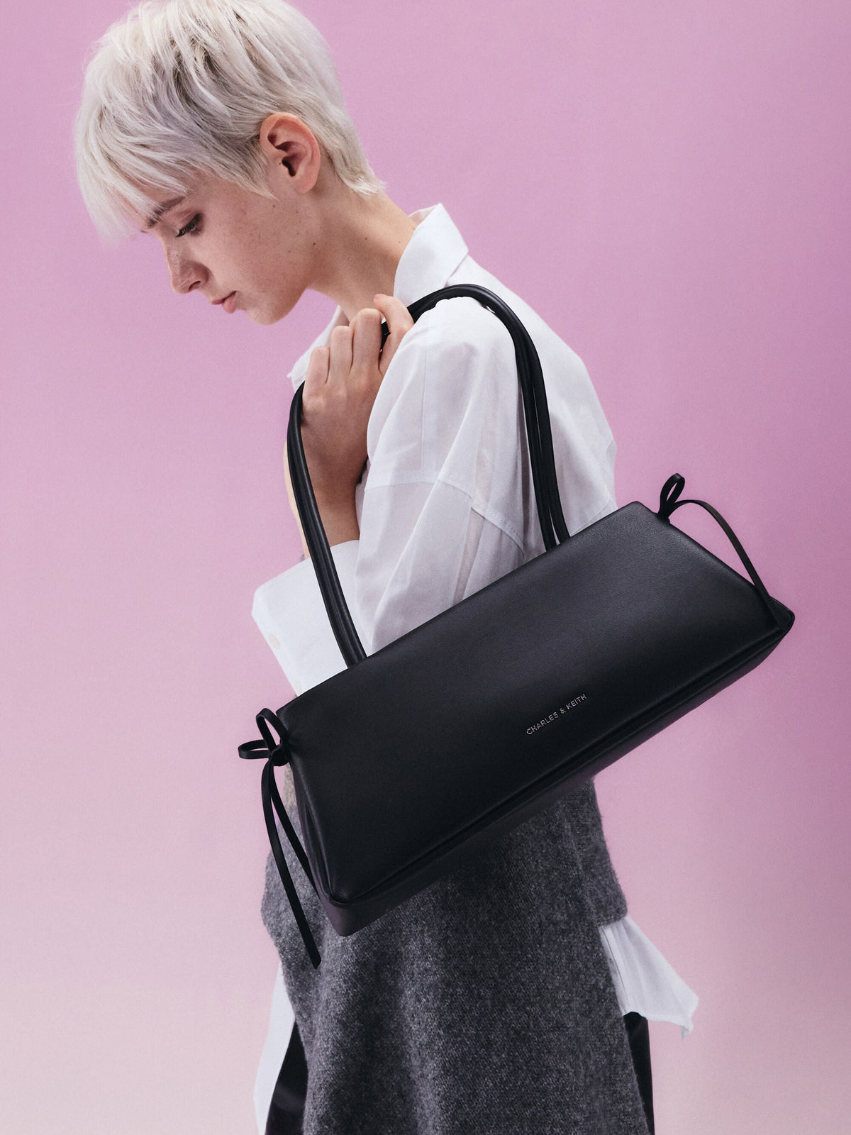 CHARLES & KEITH Trending / Hazel Bow Shoulder Bag - Noir