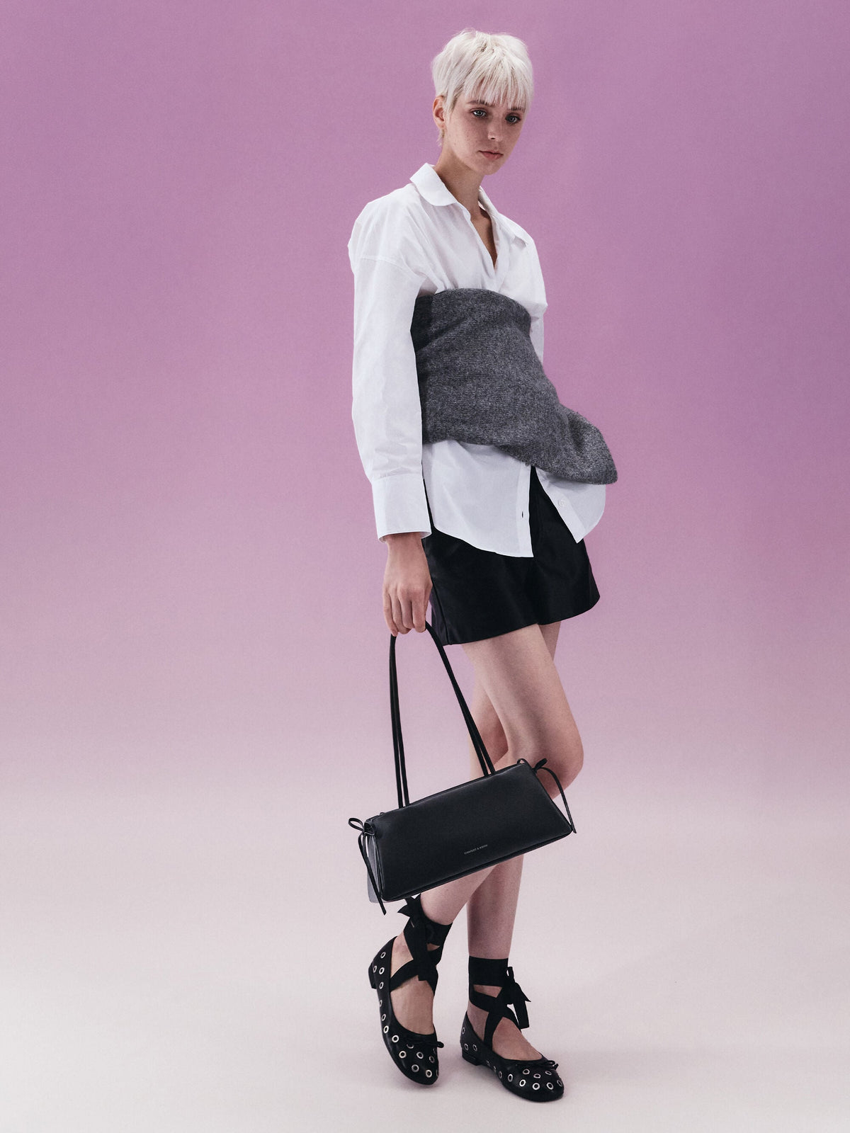 CHARLES & KEITH Trending / Hazel Bow Shoulder Bag - Noir