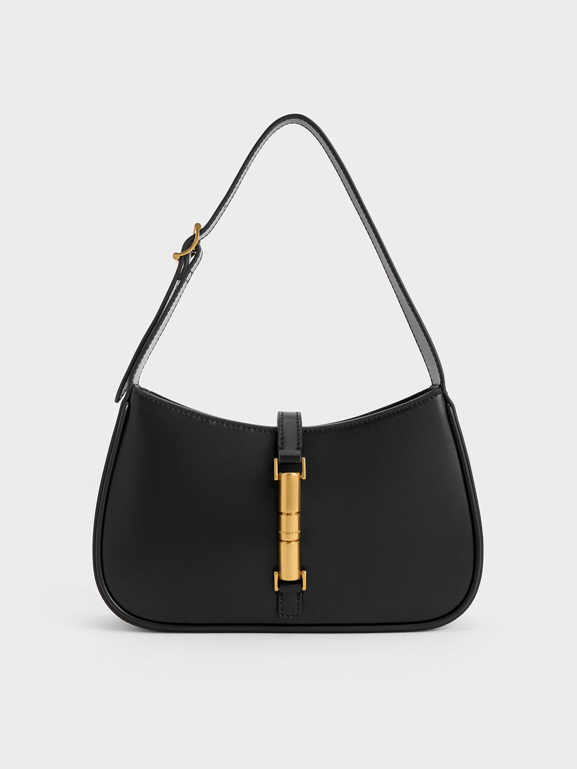 CHARLES & KEITH Customer Favorite / Cesia Metallic-Accent Shoulder Bag - Black